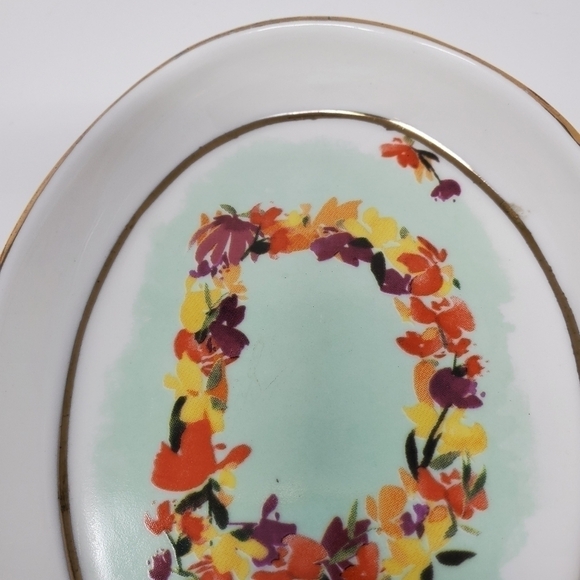 ANTHROPOLOGIE KIANA MOSLEY MONOGRAM TRINKET DISH INITIAL "D" FLOWERS MONOGRAM - Picture 3 of 10